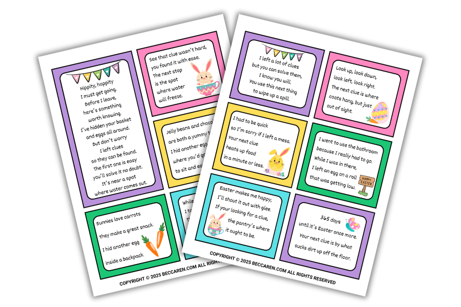 Printable Easter Bunny Scavenger Hunt Clues