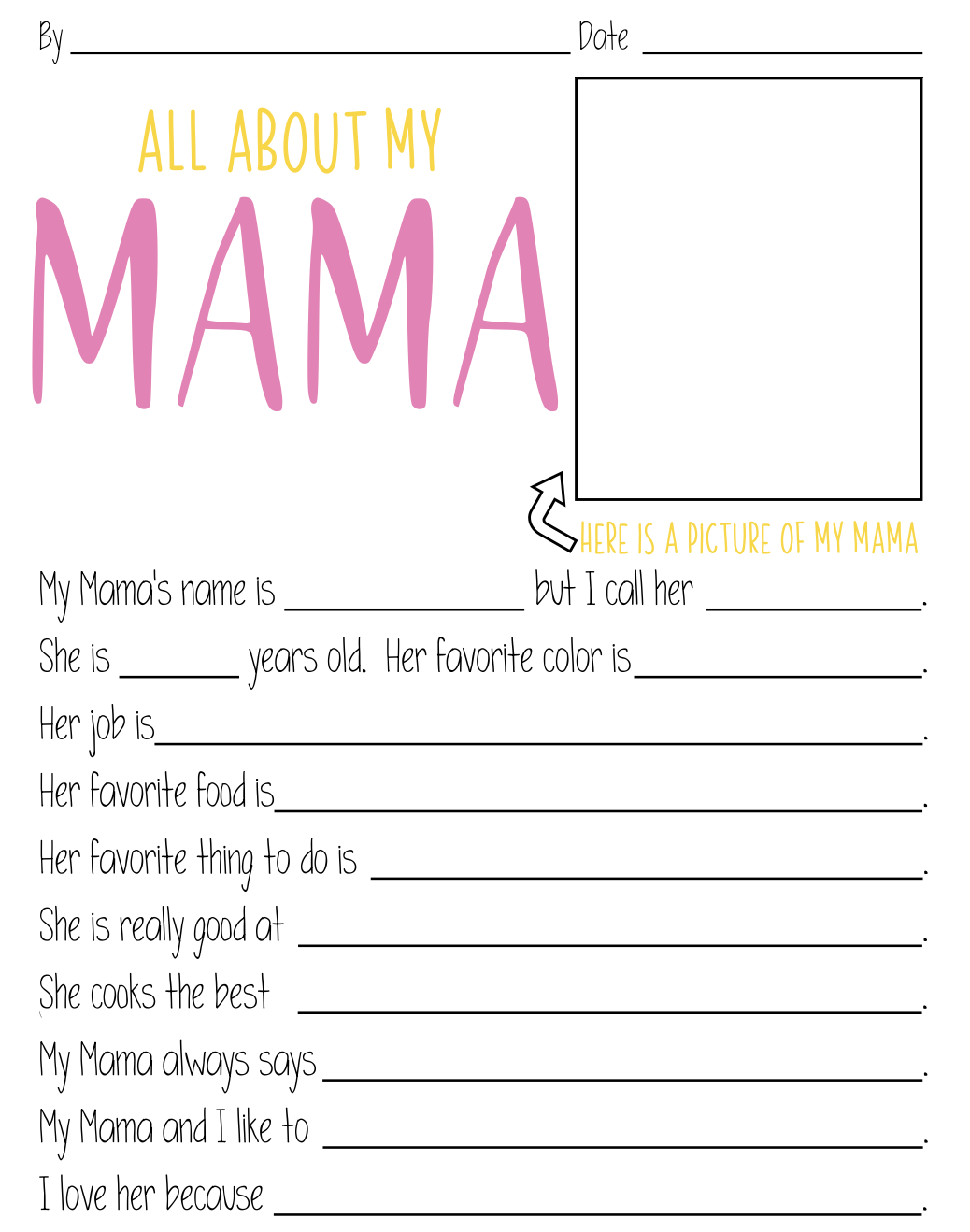 Best Free Printable Mother's Day Questionnaire For Kids All About My