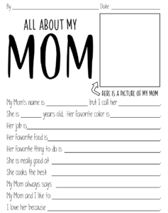 Best Free Printable Mother's Day Questionnaire For Kids - All About My ...