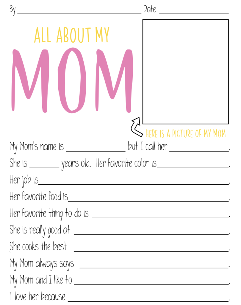 Best Free Printable Mother's Day Questionnaire For Kids - All About My ...