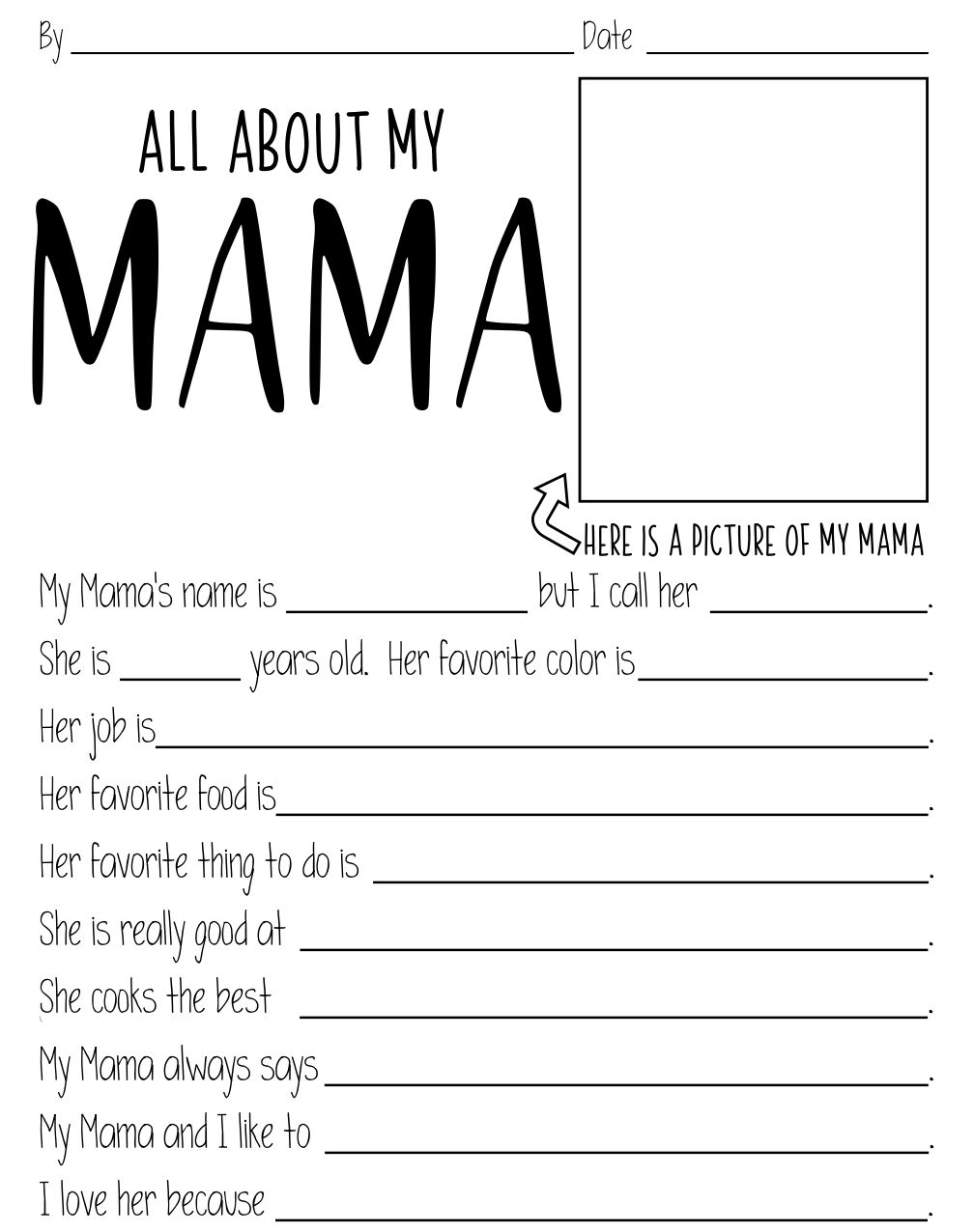 Best Free Printable Mother's Day Questionnaire For Kids - All About My ...