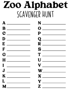 FREE Zoo Scavenger Hunt Printable For Kids