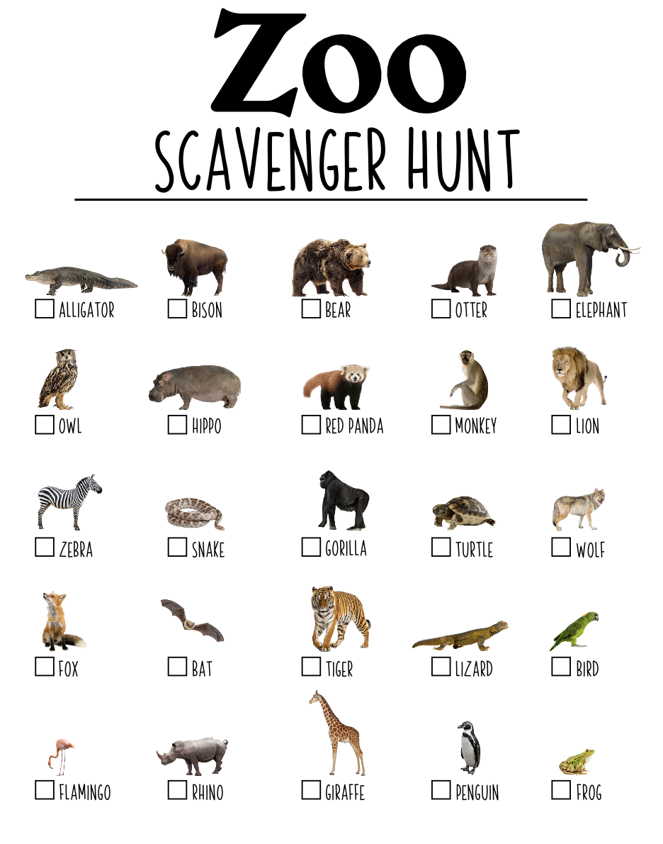 Printable Zoo Scavenger Hunt Pdf - Printable Templates Protal