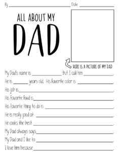 Free All About My Dad Printable Questionnaire Perfect For Father's Day