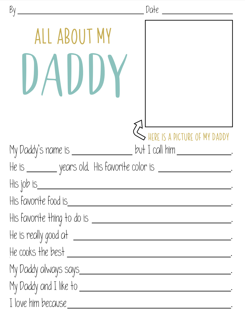 FREE All About My Dad Printable Questionnaire Perfect For Father s Day