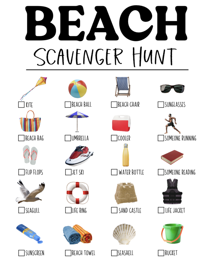 Fun Beach Scavenger Hunt Printable For Kids