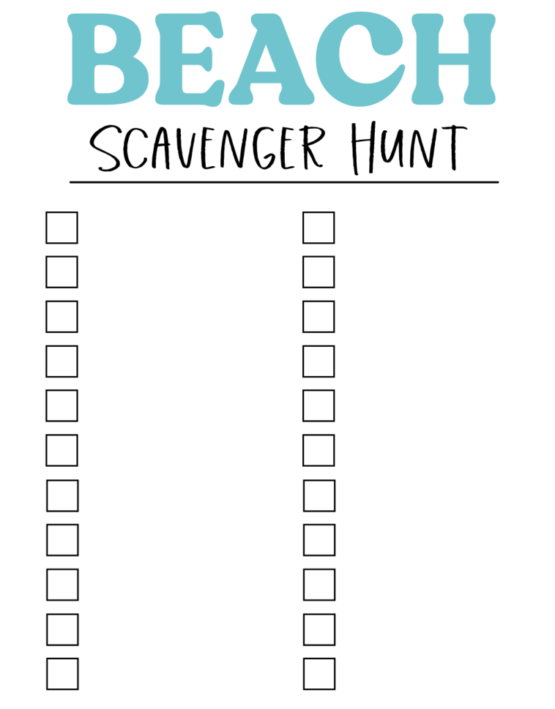 Fun Beach Scavenger Hunt Printable For Kids