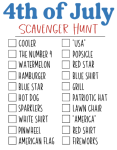 Free 4th Of July Scavenger Hunt Printable For Kids