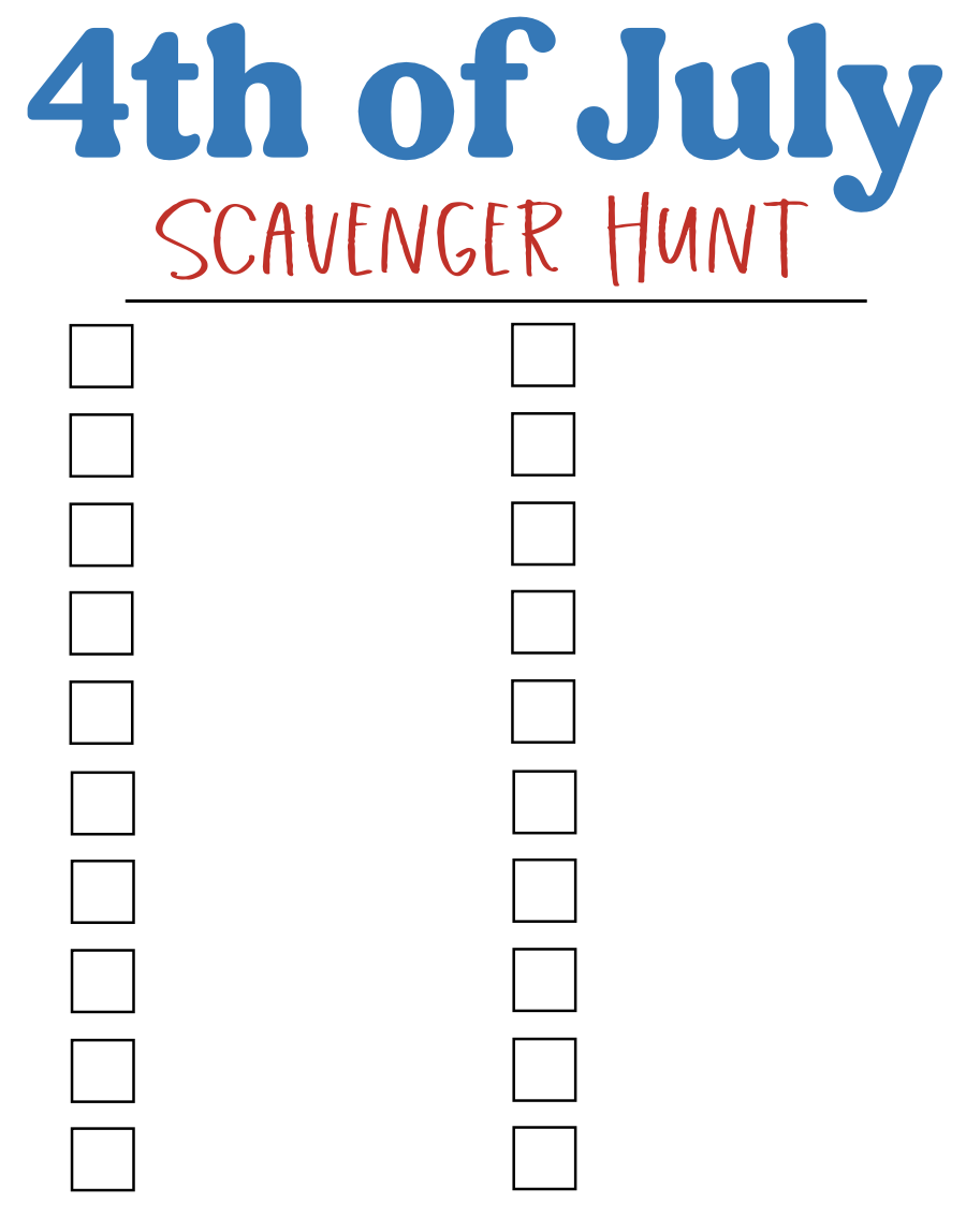 FREE 4th of July Scavenger Hunt Printable For Kids