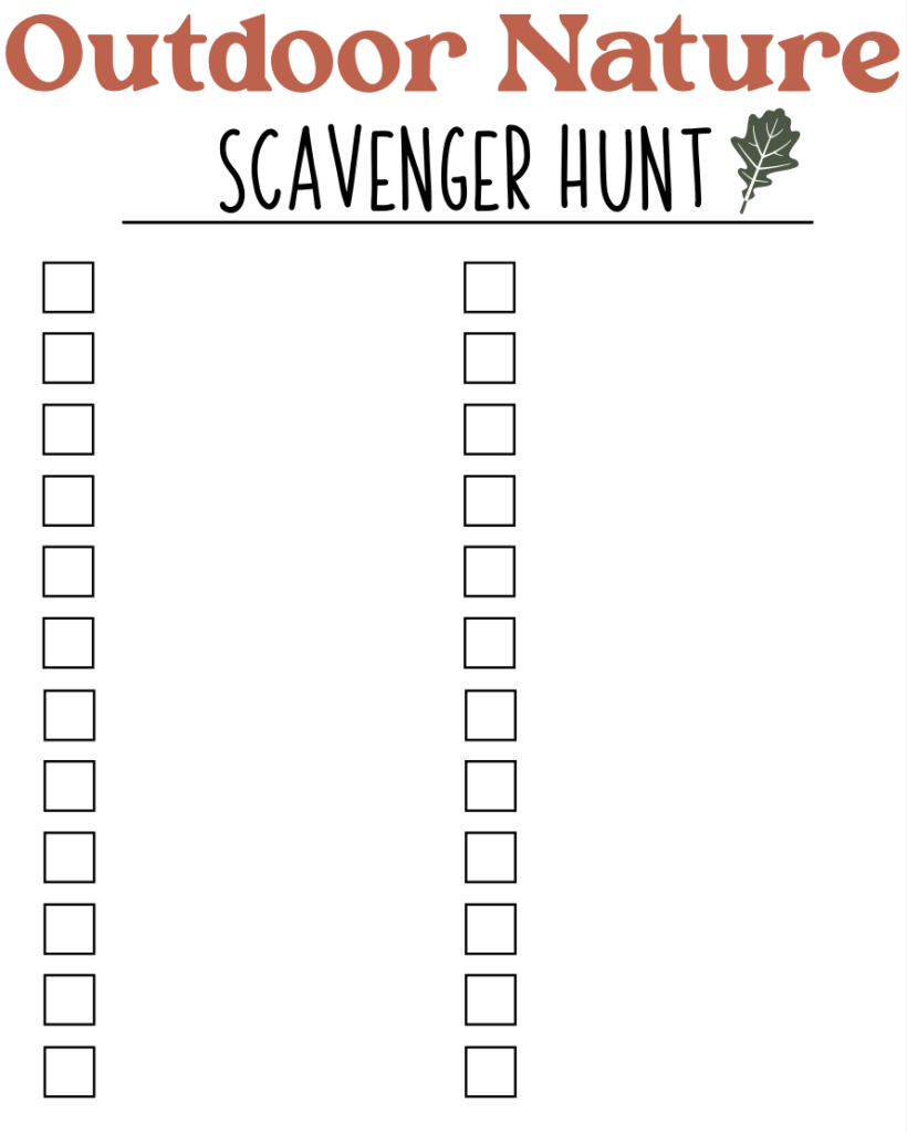 FREE Outdoor Nature Scavenger Hunt Printable For Families