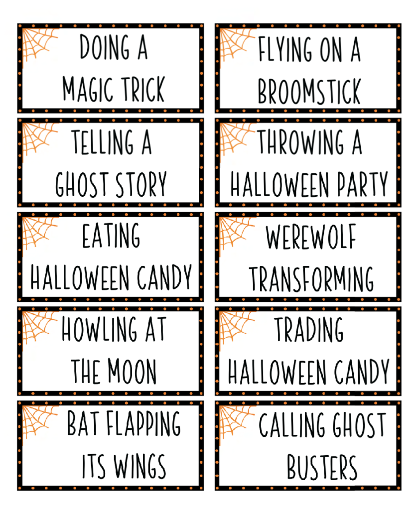 Halloween Charades Card Game (Free Printable)