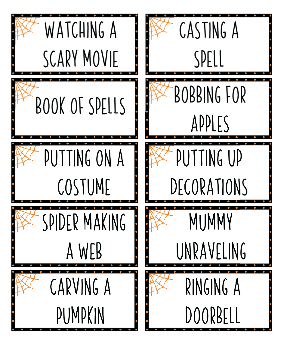 Halloween Charades Card Game (Free Printable)