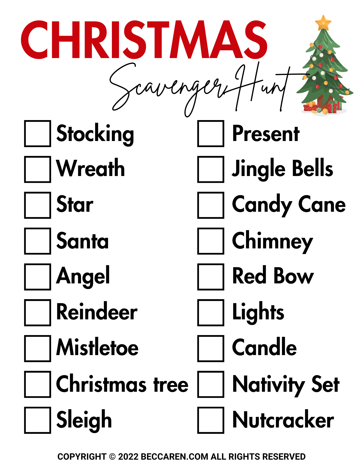 Best Festive Printable Christmas Scavenger Hunt For Kids