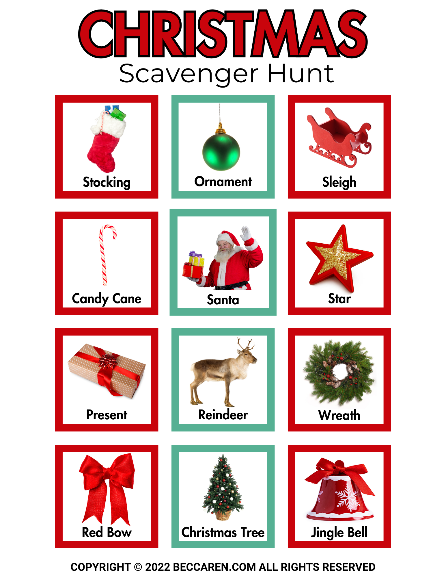 Best Festive Printable Christmas Scavenger Hunt For Kids