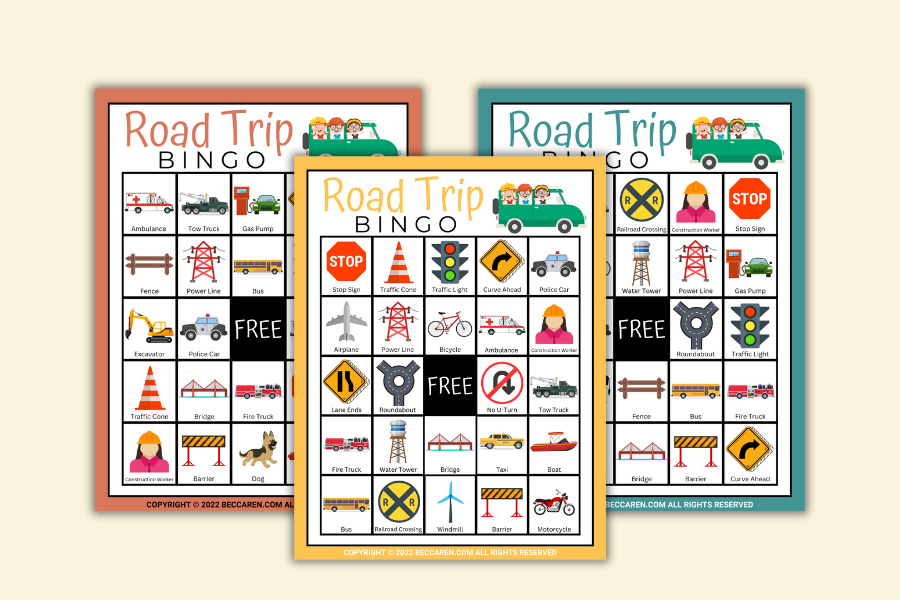 12 Free Printable Road Trip Bingo Cards