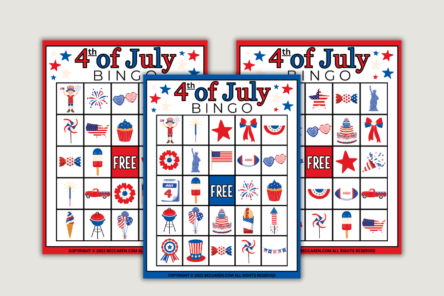 25 Free 4th of July Bingo Cards