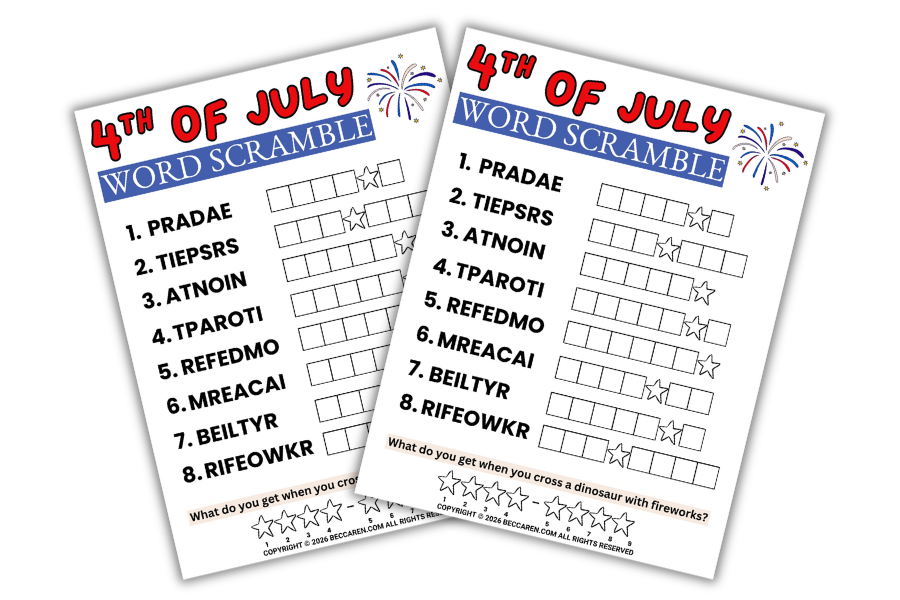 FREE Printable 4th of July Word Scramble For Kids